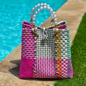 Chic Multicolor Woven Tote Bag